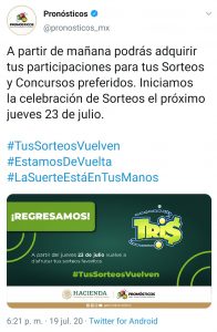 Reinicio de sorteos Pronosticos
