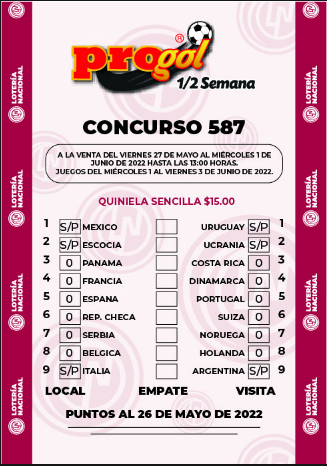 Partidos Progol Media Semana 587 Quiniela Ganadora