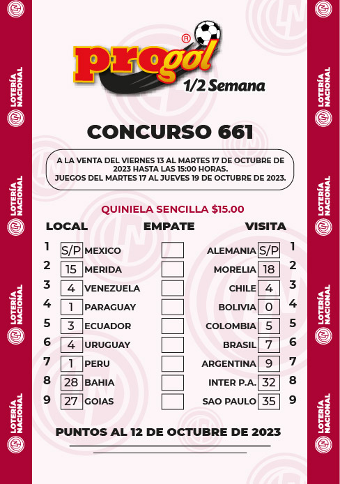 Partidos Progol Media Semana 661 Quiniela Ganadora