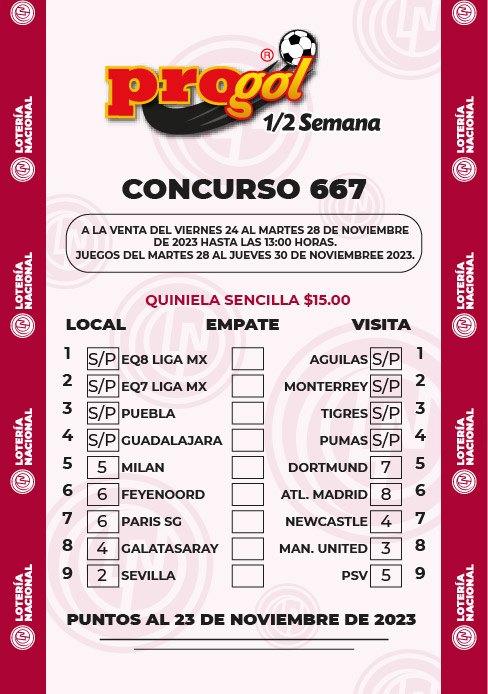Partidos Progol Media Semana 667 Quiniela Ganadora