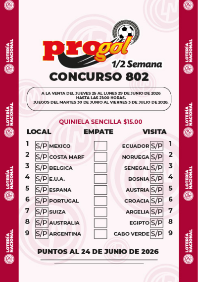 Partidos Progol Media Semana 802 Quiniela Ganadora