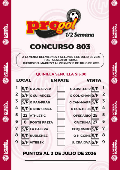 Partidos Progol Media Semana 803 Quiniela Ganadora